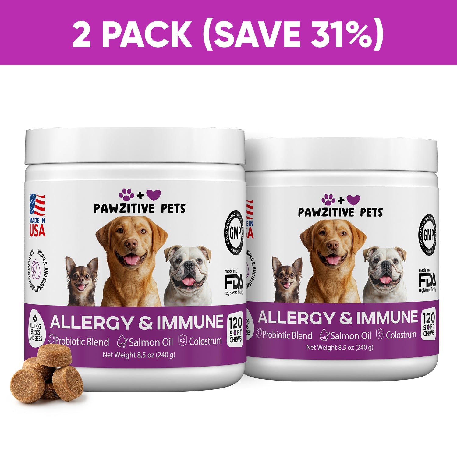 Dog Allergy & Immune Support – 2 Pack