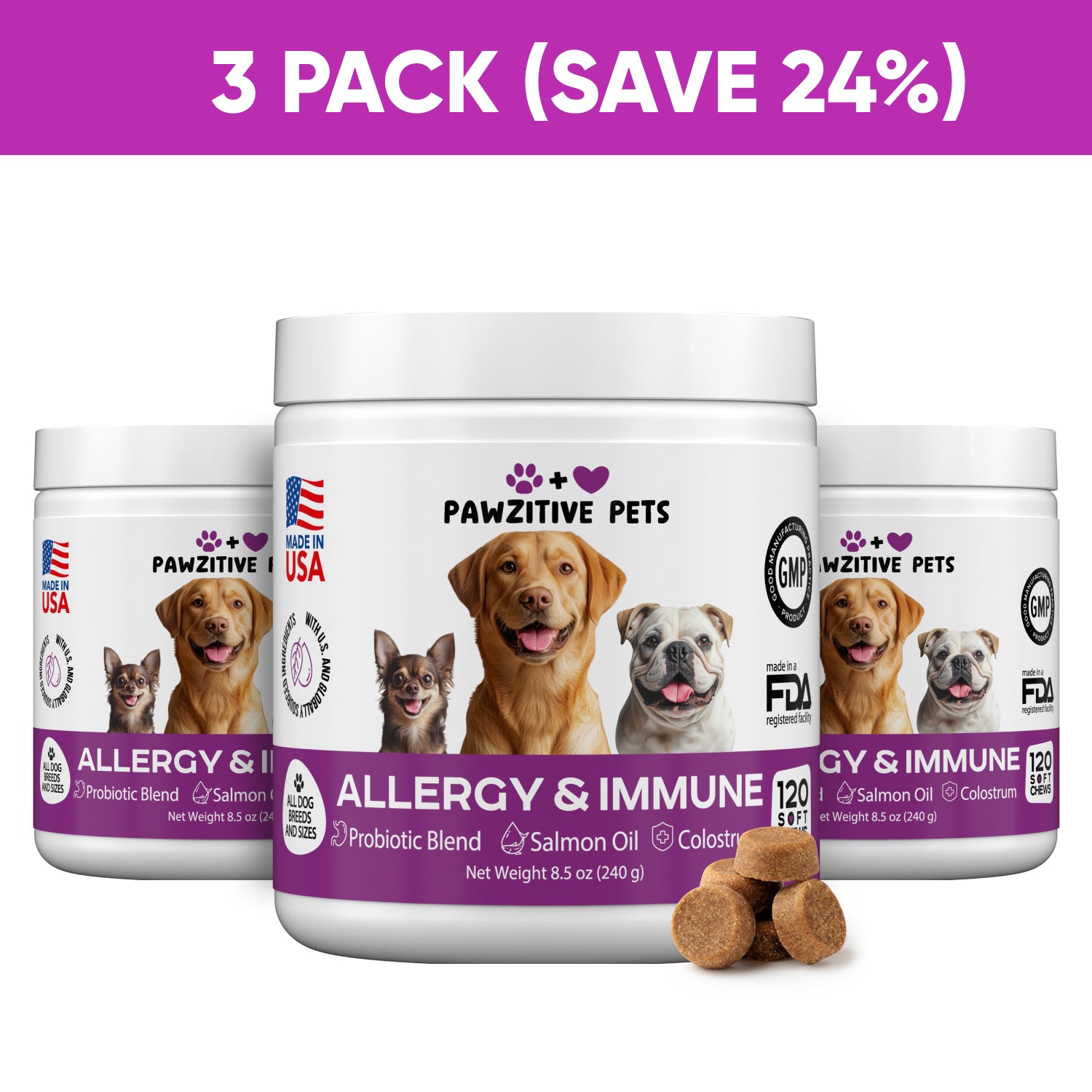 Dog Allergy & Immune Support – 3 Pack