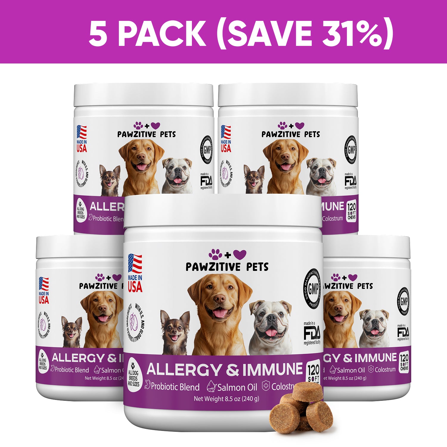 Dog Allergy & Immune Support – 5 Pack