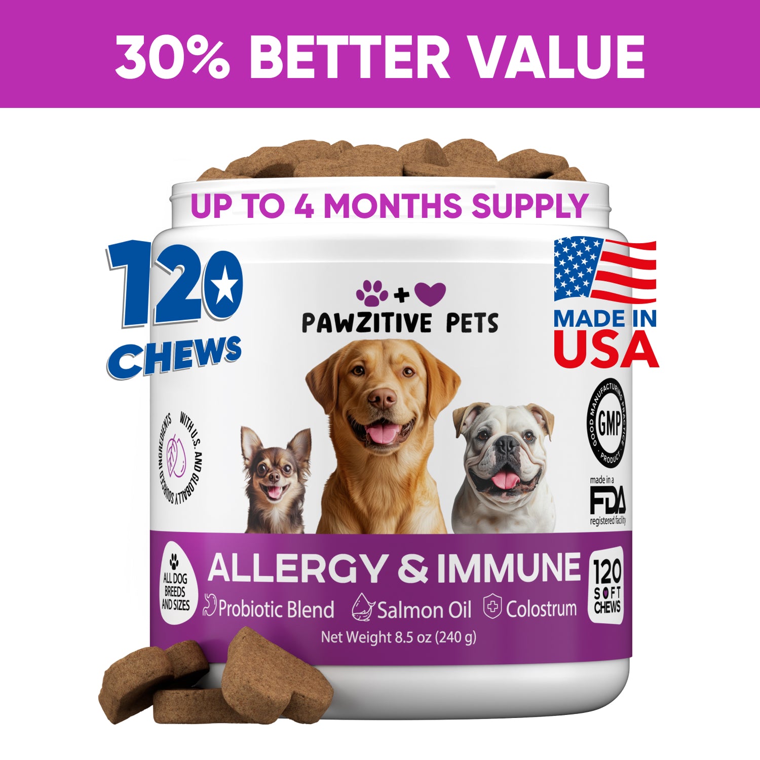 Dog Allergy & Immune Support – 120 Soft Chews