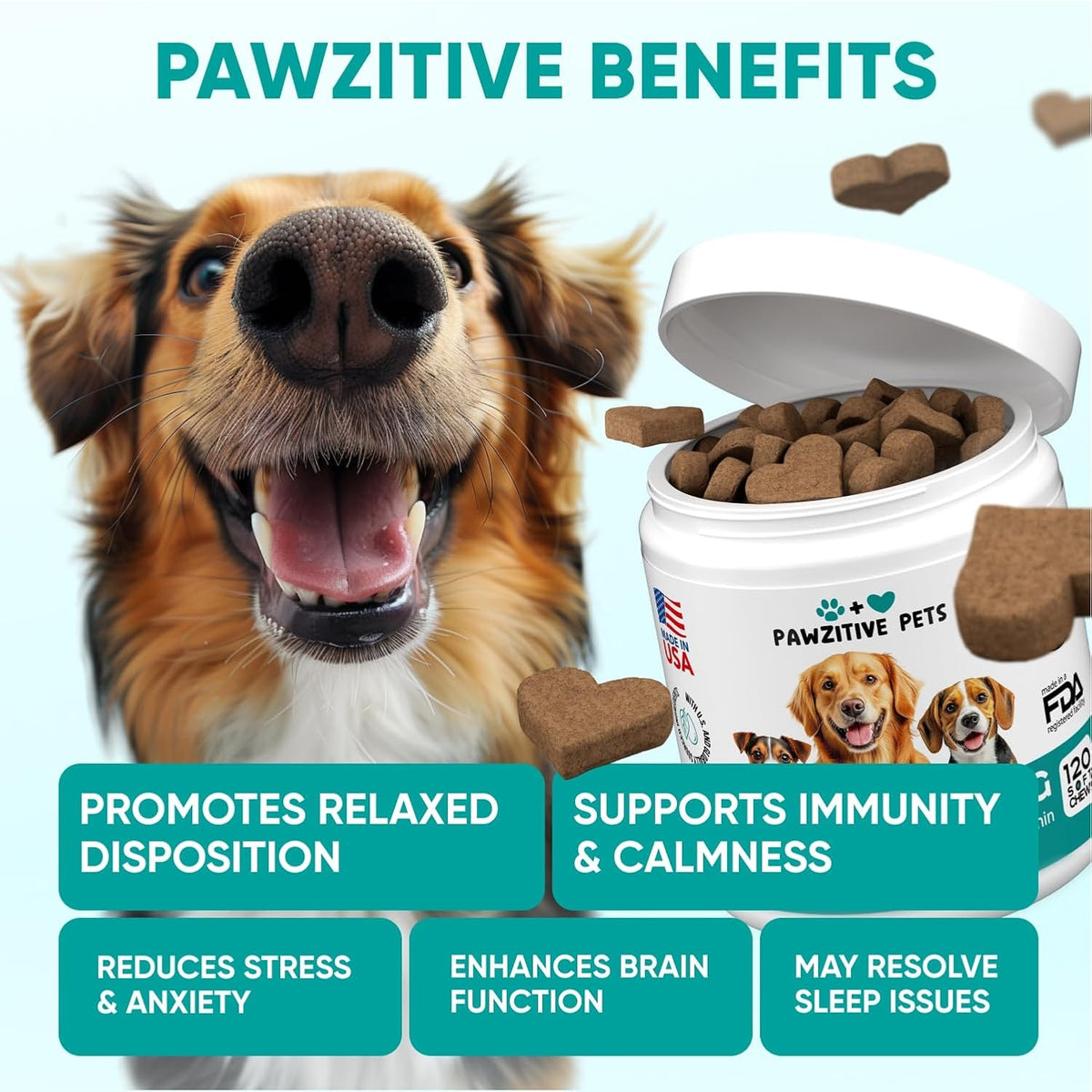 Hemp Calming Chews for Dogs – 120 Soft Chews