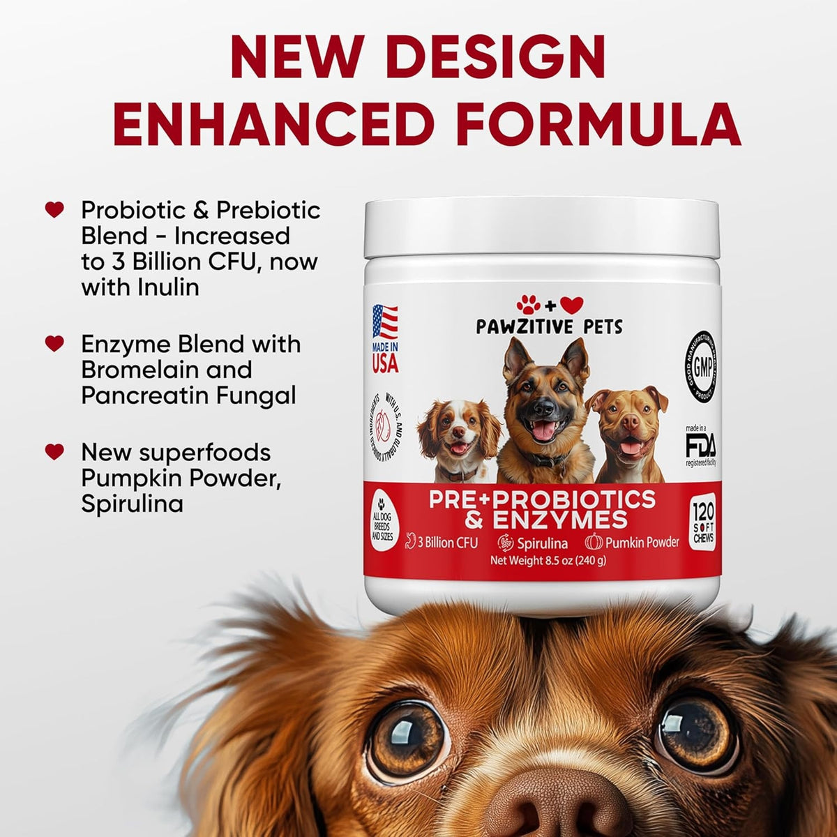 Pre+Probiotics for Dogs Digestive Health – 120 Soft Chews