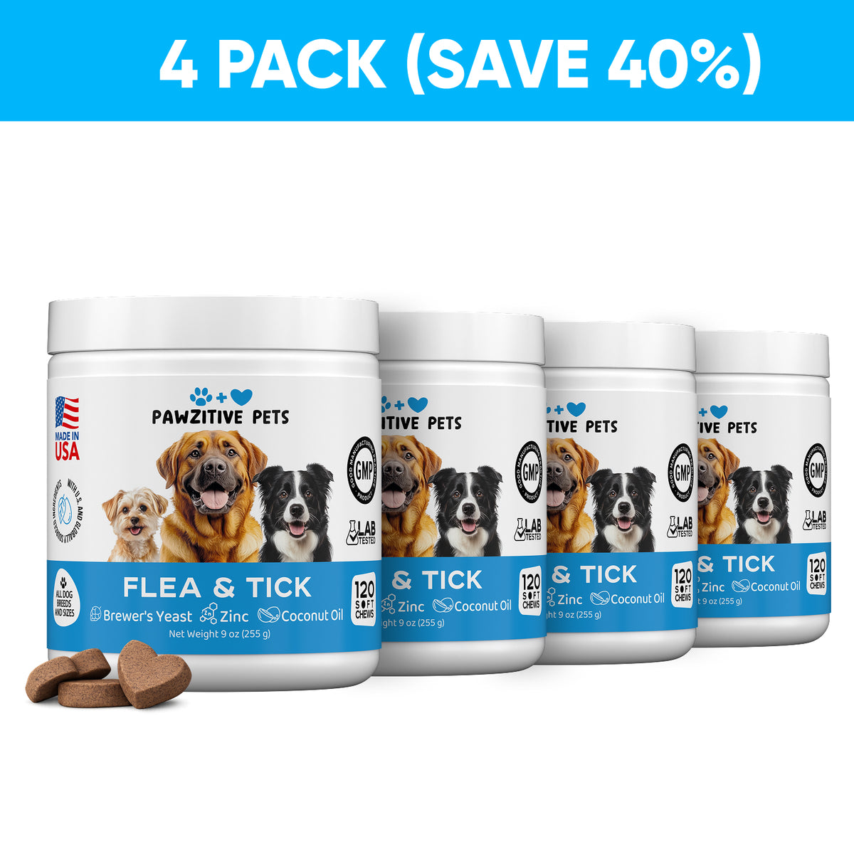 Flea and Tick Prevention for Dogs – 4 Pack